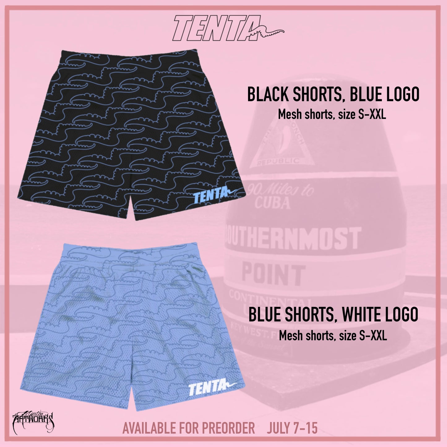 TENTA logo mesh shorts